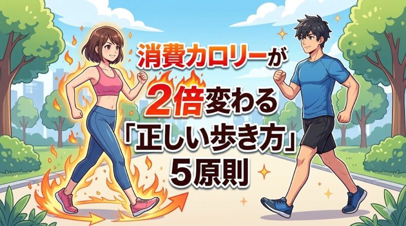 正しいウォーキングの歩き方5原則の解説図