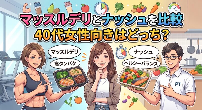 マッスルデリとナッシュを理学療法士が比較するアイキャッチ