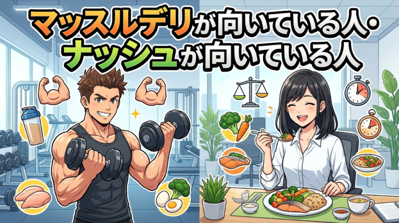 マッスルデリとナッシュそれぞれが向いている人のイメージ
